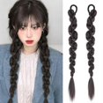thumbnail image 2 of Long Twist Braided Ponytail Wigs Hairpiece Hair Tie Heat Resistant Fibre Hair Extension For Women Girl Everyday Wear Natural black, 2 of 4