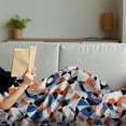 thumbnail image 3 of Mid Century Soft Flannel Fleece Throw Blanket, Mosaic of Various Shapes and Colors Modern Style Complex and Grid, Cozy Plush for Indoor and Outdoor Use, 70" x 90", Multicolor, by Ambesonne, 3 of 5