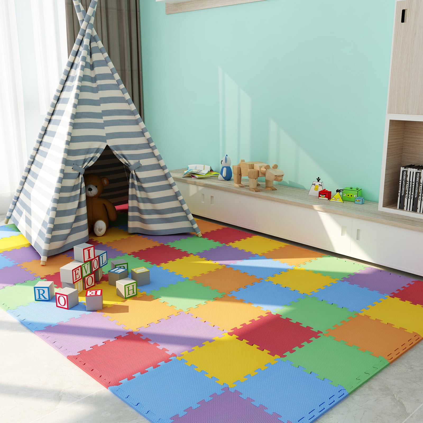 Whifea Foam Tile 54 pcs(30x30x1cm) Foam Puzzle Play Mat Interlocking Baby Play Mat for Sports-EVA Non Toxic