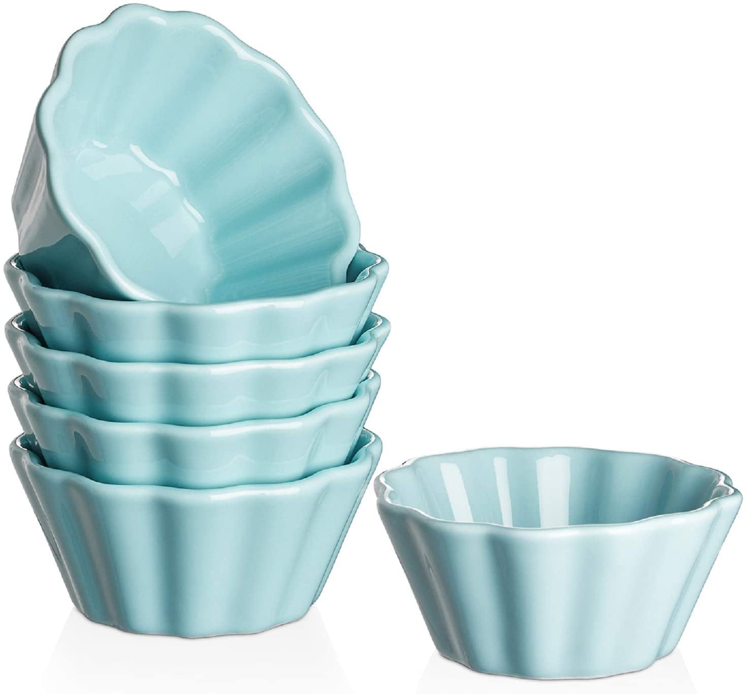 DOWAN Creme Brulee Ramekins 6 oz Oven Safe, Porcelain Souffle Custard