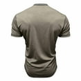 thumbnail image 6 of Hinvhai Mens Shirts Fashion Leisure Solid Color Button Round Neck Short Sleeve T-Shirt Mens Vacation Outfits Khaki XXXL(XXXL), 6 of 8