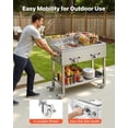 thumbnail image 5 of VEVOR Outdoor Propane Deep Fryer, 2 Burners (11,600 BTU Each), Commercial Fryer with Two 1/3 Size Food Warming Pans, Multi-Purpose Frying Cart with 4 Lockable Wheels, for Fried Chicken & Fries, 5 of 10