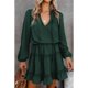 thumbnail image 3 of Minivestido de manga larga con cuello en V, vestido informal con volantes en capas y cordones para citas, 3 of 6