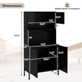 thumbnail image 3 of Costway 64.5" Kitchen Pantry Cabinet with Charging Station Wine Glass Rack Adjustable Shelf Black, 3 of 10