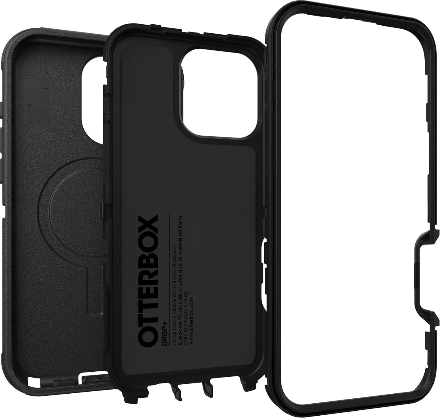 OtterBox iPhone 16 Pro Max (Only) - Defender Series MagSafe Case - Black - Holster Clip Included - Built-in Magnets - Screenless - Rugged & Durable - with Port Protection - Non-Retail Packaging