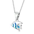 thumbnail image 3 of 925 Sterling Silver Blue Opal Tropical Fish Pendant Necklace, 3 of 6