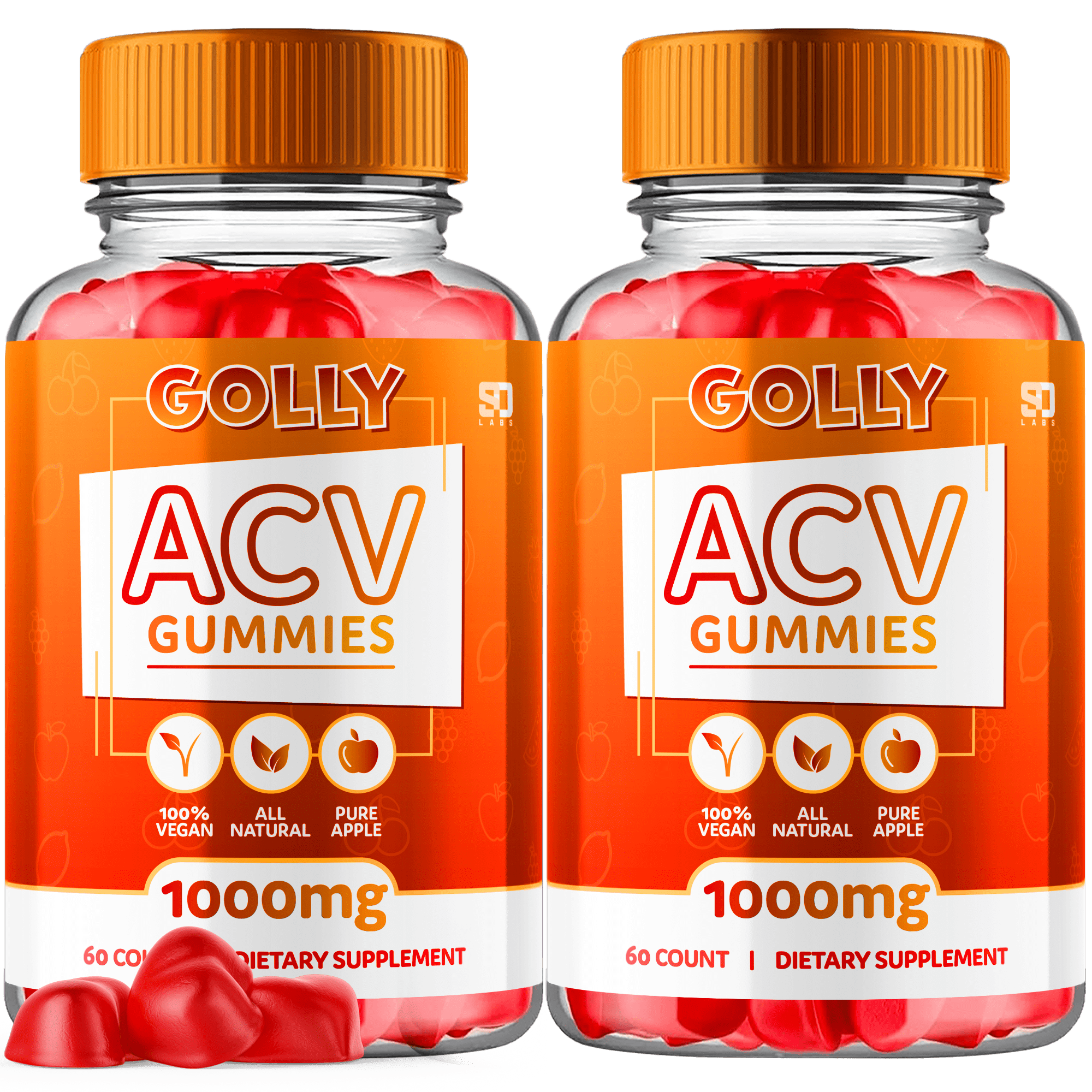 (2 Pack) Golly ACV Keto Gummies - Apple Cider Vinegar Supplement for Energy and Focus - Golly Keto Active Multivitamin Supplement Gummies for Ketosis with Folic Acid (120 Gummies)