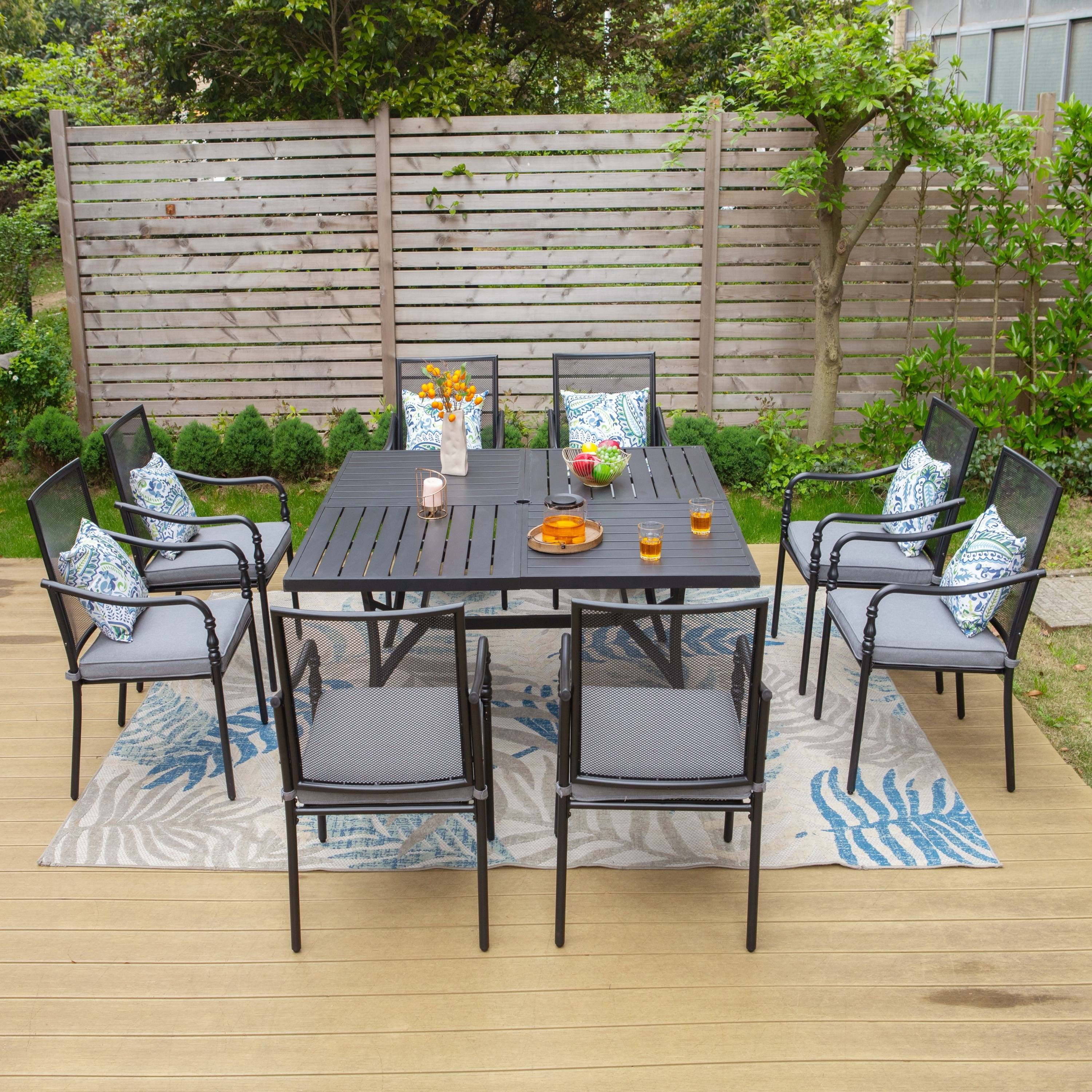 Summit Living Steel Outdoor Dining Chair Set of 8, Mesh Backrest