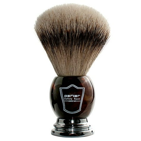 Silicon Horn Stand Parker Safety Razor 100% Silvertip Badger Bristle Faux Horn Handle Shaving Brush -- Brush Stand Included ()