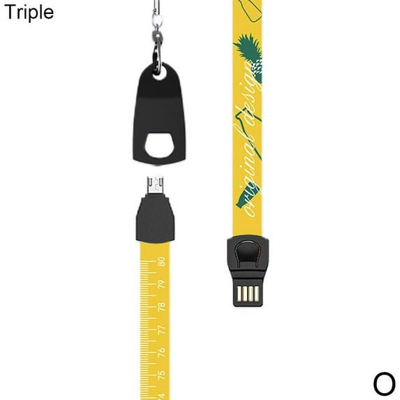 Universal 3 in1 Multi USB Multi-function Data Cable Lanyard Cable For Android Type-C Triple Q8I2