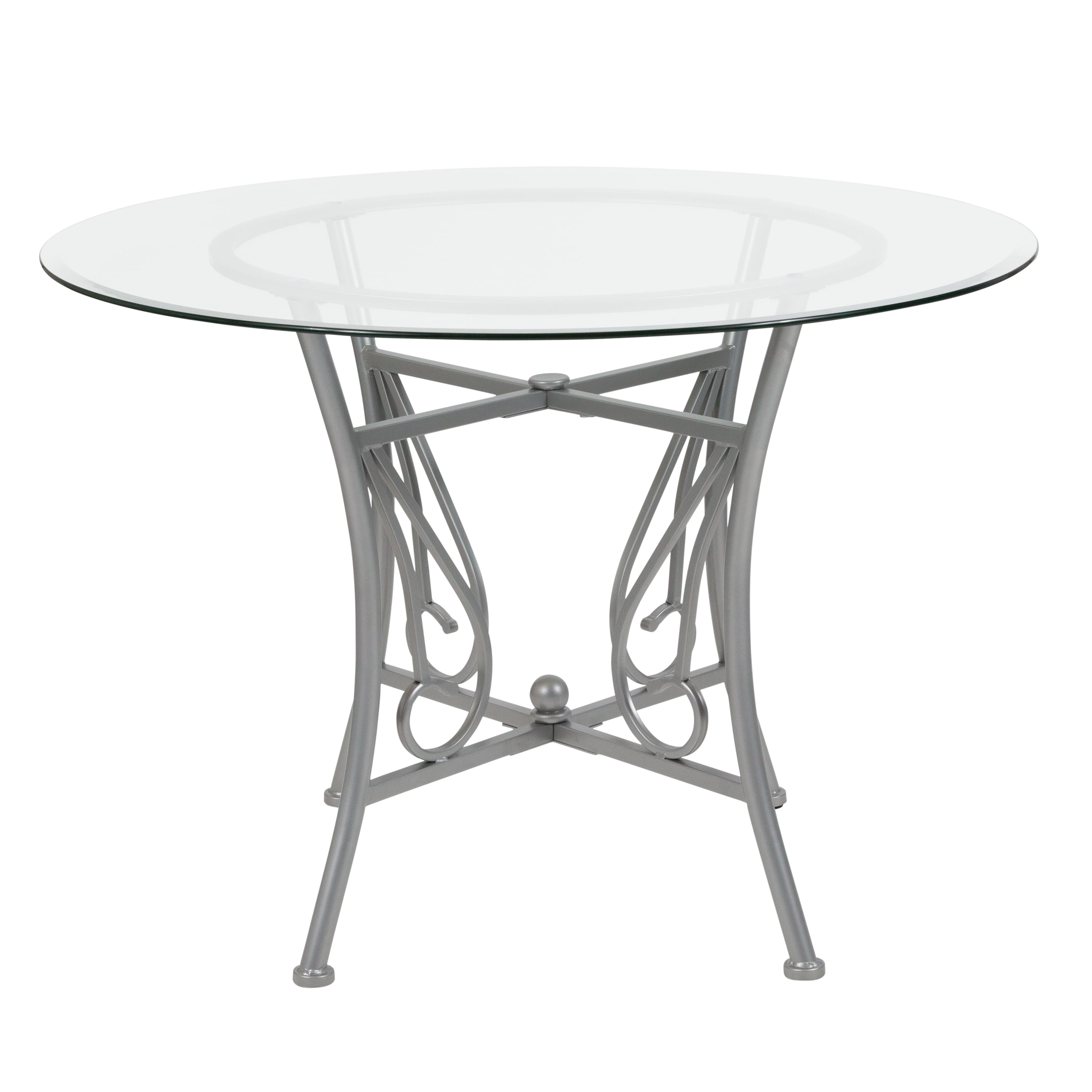 Flash Furniture Princeton 42'' Round Glass Dining Table with Silver Metal Frame