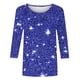 thumbnail image 5 of Tejiojio Women's Sequin Top Round Neck 3/4 Sleeves Sparkly Casual Party Blouse S-2XL, 5 of 5