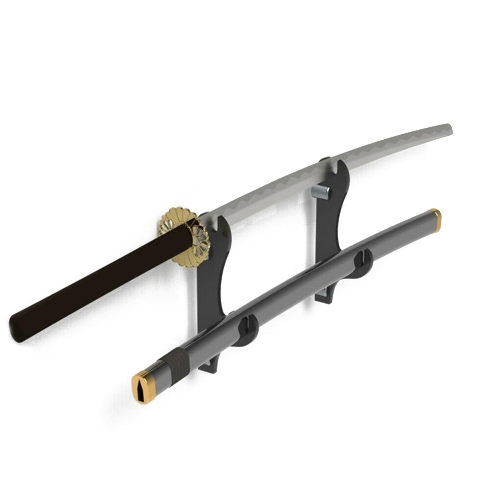 2x Display Cases Deluxe Adjustable Metal Sword Wall Mount Bracket Sword Stand 