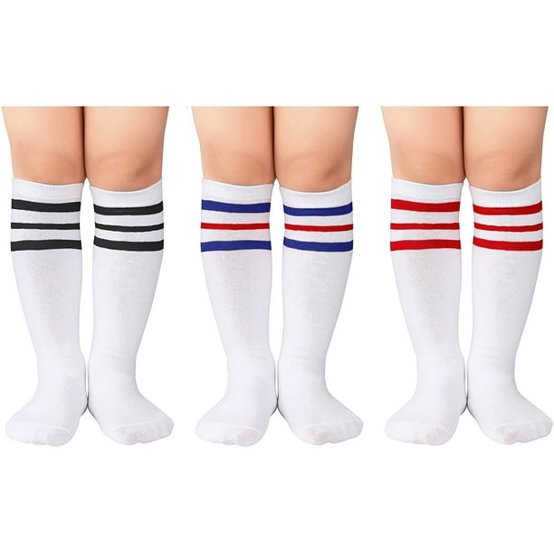 HTOOQ Kids Soccer Socks Soft Cotton Toddler Soccer Socks for Boys and Girls Knee High Sports Tube Socks