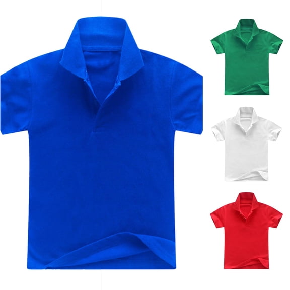 Krdevn Boys Girls Short Sleeve Classic Loose Polo Shirt Button Placket Soft Breathable Back to School Casual Kids Uniform Daily Tops Outfits,4-5 Years
