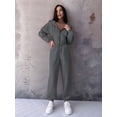 thumbnail image 5 of Women 2 Piece Outfits Zip Up Crop Hoodies SweatPants Lounge Matching Sweat Set Winter Trendy Clothes Grey L, 5 of 9
