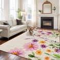 thumbnail image 2 of Purple Daisy Area&nbsp;Rug 5x7ft Spring Flowers Leaf Non-Slip&nbsp;Washable Square&nbsp;Rugs Soft Felt Indoor Floor Mat for Bedroom Kitchen Living Room Bathroom, 2 of 9