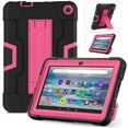 thumbnail image 2 of SaniMore Hybird Case for Fire 7" 12th Gen 2022, Rugged Heavy Duty Protective Case Hidden Kickstand Dual Angle Stand Shockproof Anti-drop for  Fire 7" 12th Gen, Black+Rose, 2 of 11