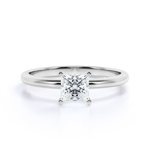 1 Carat Princess Cut Moissanite Solitaire Engagement Ring In 10k White Gold Walmart Com 1 Carat Princess Cut Moissanite Solitaire Engagement Ring In 10k White Gold Walmart Com