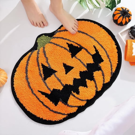Halloween Decor, Pumpkin Rug, Door Mat, Entry Mat, Non Slip Runner Rug, Home Decor, Washable Rugs, Bathroom Rugs, for Porch Hallway Entryway Indoor Outdoor Seasonal Household Decoration