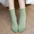 thumbnail image 4 of TINZ Ladies' Cute Ruffled Frilled Striped Color Blocked Knitted Support Stockings for Women Compression Romper with Choker Large Fishnets Woman Stockings Girls Thigh High Plain Top Stockings, 4 of 5