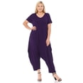 thumbnail image 2 of Pastel by Vivienne Women's Short Sleeve Harem Jumpsuit in Plus Size Eggplant XX-Large, 2 of 4