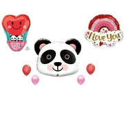 Panda Bear Love Valentine's Day Party balloons decorations supplies Rainbow