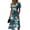Dark Blue, variant on Tropical Hibiscus Floral Print V-Neck Wrap Dress for Women - Short Sleeve High Waist A-Line Midi Summer Dress, Flowy Boho Beach Vacation Party Gown with Cinched Waist Pink XXL