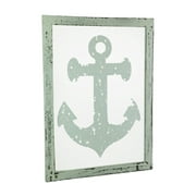 Rustic White Nautical Anchor On Glass Wall Hanging