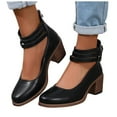 thumbnail image 4 of Mostsola Heels for Women Closed Toe Dress Shoes Ankle Strap Zipper Block Heeled Pumps Shoes, 4 of 4