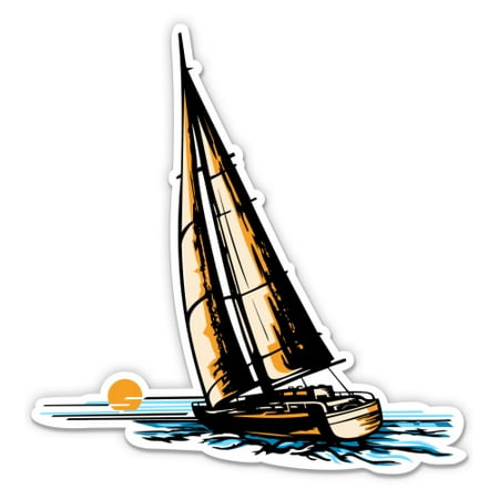Yacht - 3" Vinyl Sticker - For Car Laptop I-Pad Phone Helmet Hard Hat - Waterproof Decal