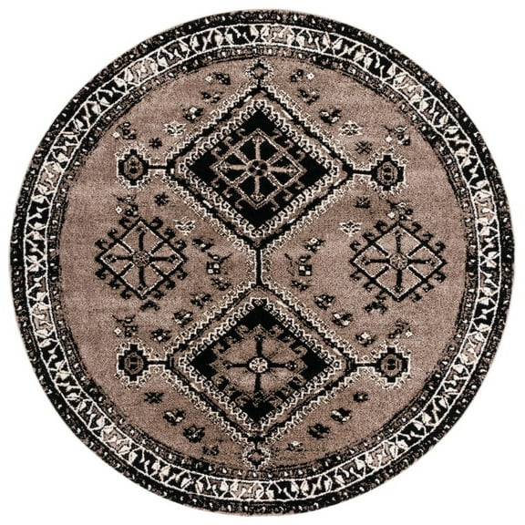 SAFAVIEH Vintage Hamadan Blathnaid Oriental Area Rug, Brown/Black, 6'7" x 6'7" Round