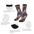 thumbnail image 3 of Zufioo colorful plaid Dinosaur Print Children's Mid-tube Socks, Contrast Color High Elastic Sports Socks - Sweat-absorbent, Warm, Suitable for Children Aged 6-10, 3 of 5