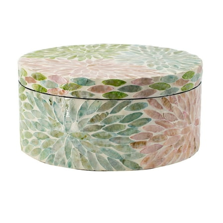 A&B Home Capiz Floral Box with Lid - Multi-Colored Finish