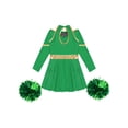 thumbnail image 6 of YIZYIF Girls Cheer Leader Uniform Outfit Off-Shoulder Dress Juniors High School Carnival Festival Cosplay Party Costume Green-A 8, 6 of 7