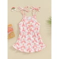 thumbnail image 2 of FEORJGP Kids Baby Girl Summer Romper Toddler 1-5Y Sleeveless V Neck Overall Button Front Rainbow Print Jumpsuit Shorts Infant Casual Cute Playsuit for Daily, 2 of 8