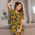 thumbnail image 3 of Pofeuu Sunflowers Print Women's Loose Fit Short Sleeve Nightgown, Comfortable Sleep Dress for Women, Casual Lounge Sleepwear, Soft Cotton Sleep Dress, 3 of 6