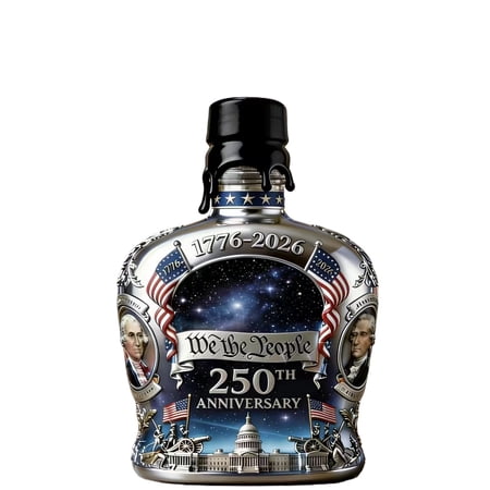 U.S. 250th Anniversary Commemorative Whiskey Bottle, 250 Anniversary Whiskey Bottle, Heritage Whiskey Glasses for Liquor Scotch Bourbon or Wine, Father's Day Patriotic Gift