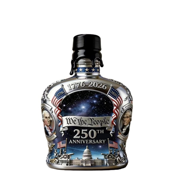 U.S. 250th Anniversary Commemorative Whiskey Bottle, 250 Anniversary Whiskey Bottle, Heritage Whiskey Glasses for Liquor Scotch Bourbon or Wine, Father's Day Patriotic Gift
