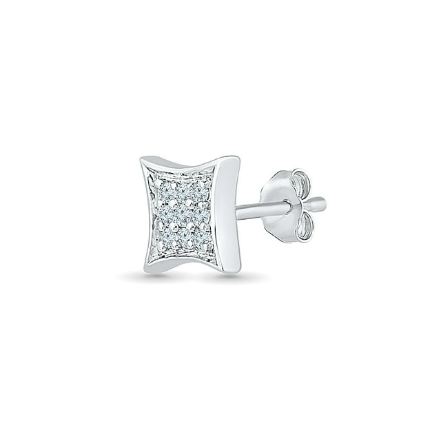 DGOLD Boucle d'Oreille Clou Simple en Argent Sterling avec Diamant Blanc Rond pour Hommes et Femmes (1/20 cttw)