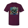 thumbnail image 2 of Wild Bobby, Colorful Abstract Skull Face Streetwear Men's Graphic T-Shirt, Maroon, 5XL, 2 of 3
