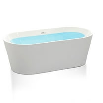 ANZZI Chand Series 5.58 ft. Freestanding Bathtub in White