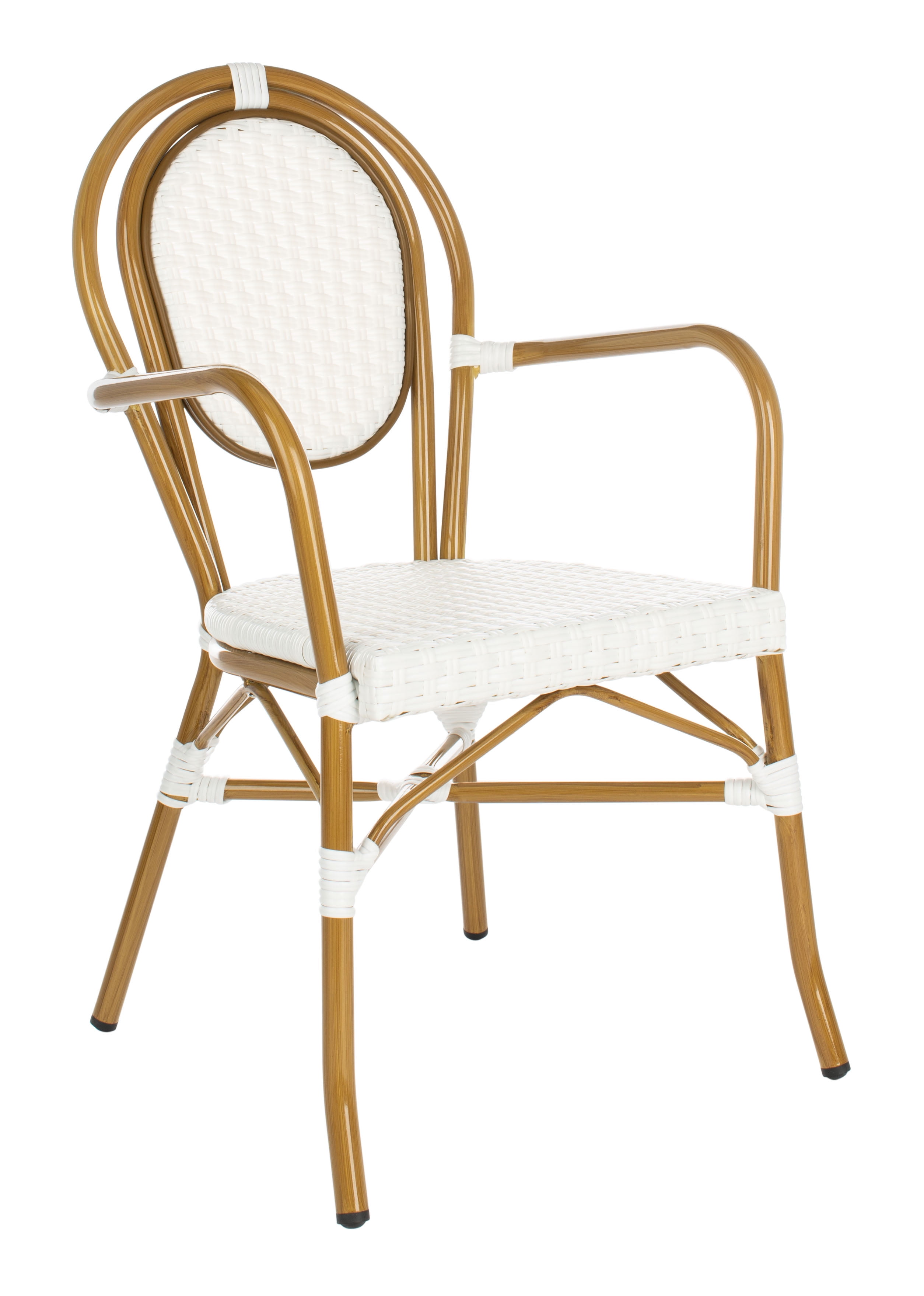 SAFAVIEH Rosen Outdoor Patio Stacking Arm Chair, White, Set of 2