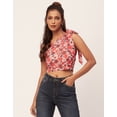 thumbnail image 2 of Moomaya Tie-Up One Shoulder Tops For Women, Sleeveless Printed Summer Crop Top, 2 of 9