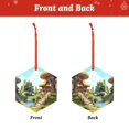 thumbnail image 2 of Naloa Cartoon Mushroom House Acrylic Santa Tree Decorations Christmas Hanging Pendant for Christmas Winter New Year Party Hanging Decorations-Hexagon, 2 of 7