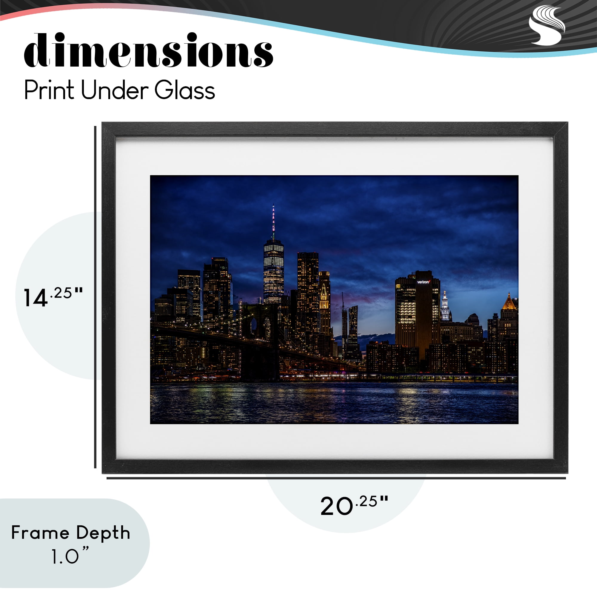 Stupell Industries Brooklyn Bridge at Night Black Framed Print Under Glass, design by Tim West