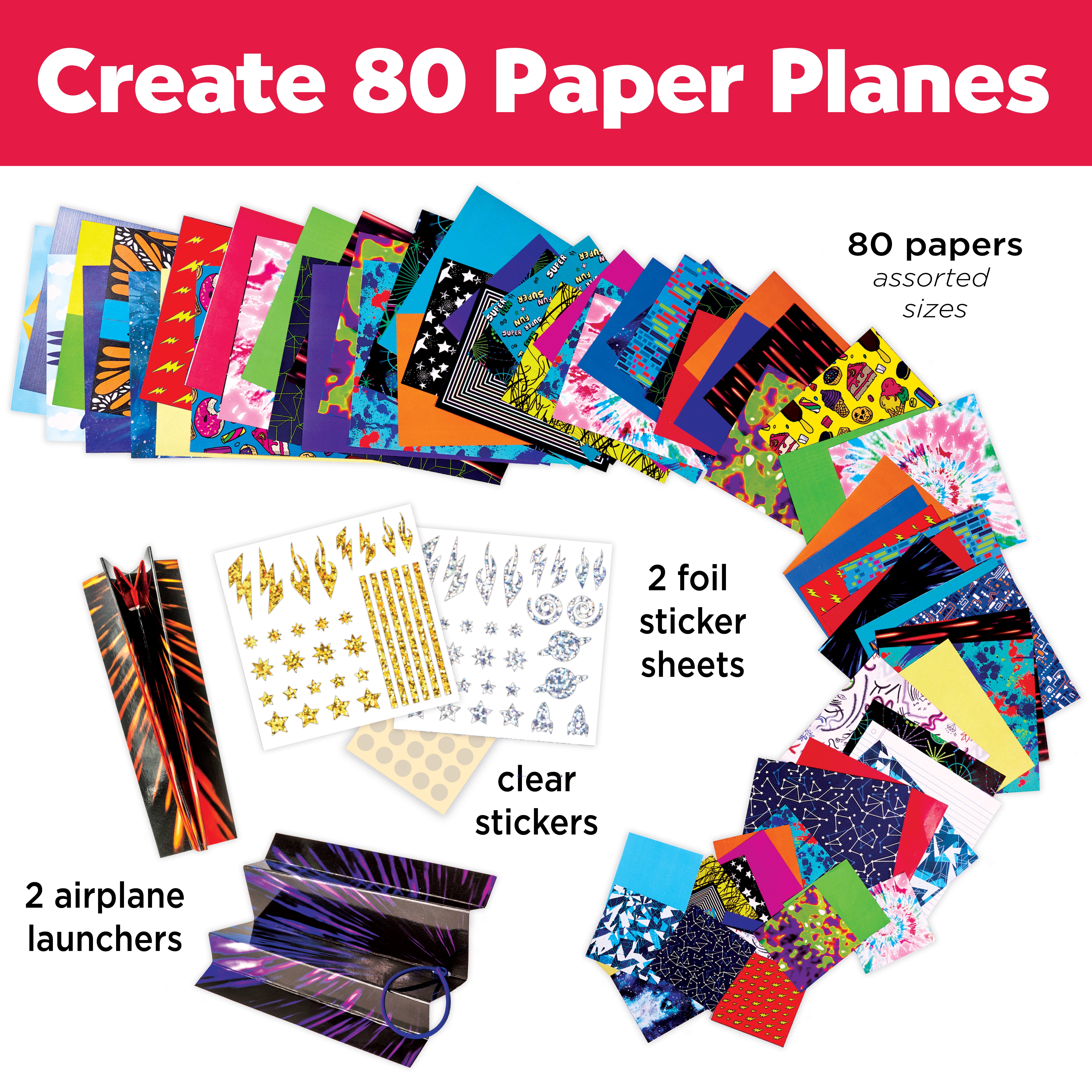 Creativity for Kids Stunt Squadron Fold & Launch: Makes 80 Paper Airplanes, STEM Crafts for Kids