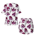 thumbnail image 6 of "Wukai Tulips Flowers Women's Pajama Set - Short-Sleeve Top and Shorts with Elastic Waistband and Pockets for Loungewear, Yoga, and Casual Wear-, 6 of 8