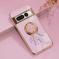 thumbnail image 2 of Compatible with Google Pixel 7 Pro Case Silicone TPU Shockproof Google Pixel 7 Pro Phone Case Plating Astronaut Cute Pattern Cases with Ring (Purple), 2 of 14