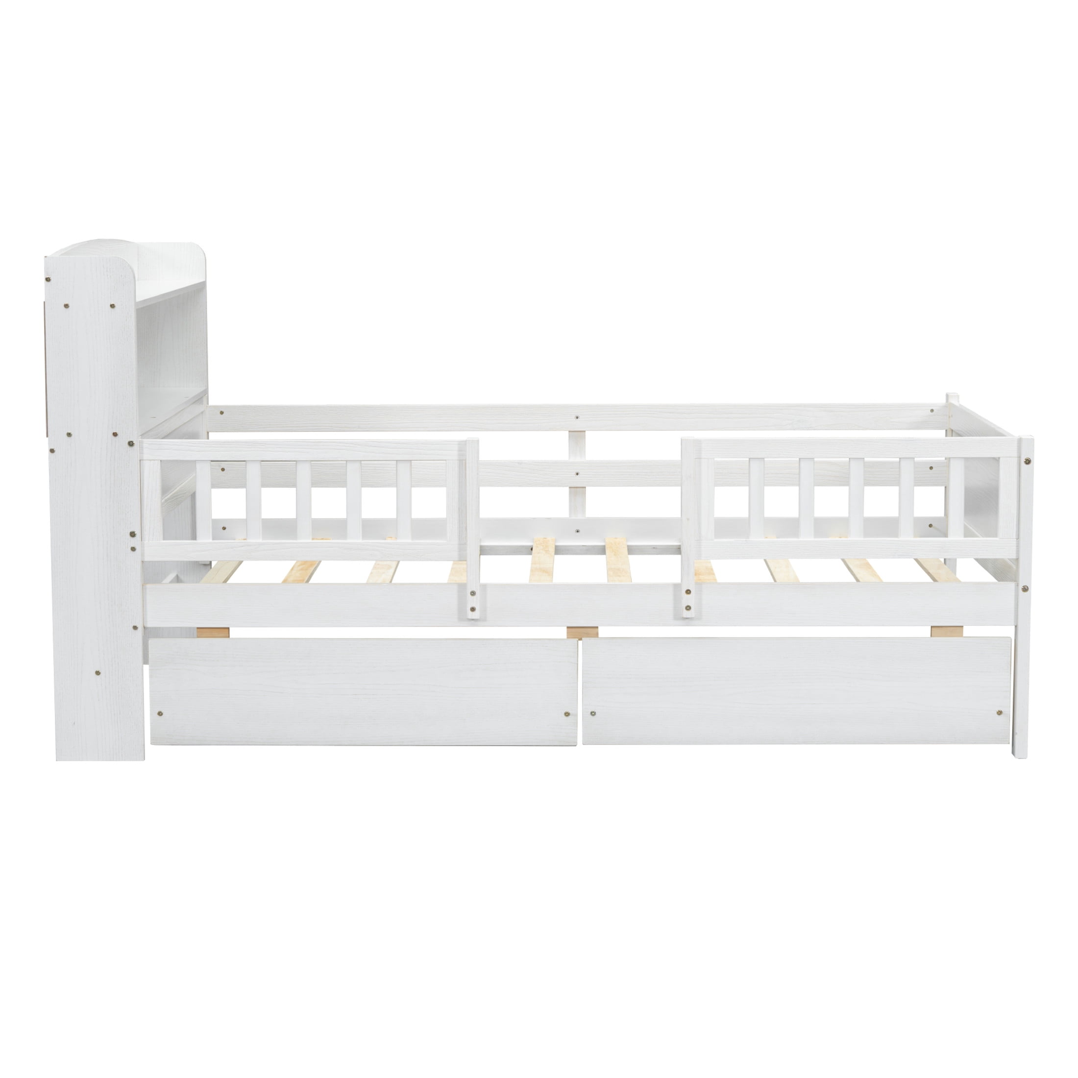 Noble House Twin Multi-functional Platform Bed with LED Lighting, Storage Drawers, and Charging Station, White